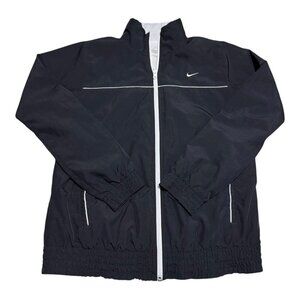 Nike Fit Black Swoosh Full Zip Track Windbreaker Jacket‎ Adult Large